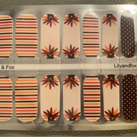 2 Nailwrap Sets Thanksgiving Christmas Turkey Stripes Dots~Santa Glitter Reindee - Picture 2 of 6